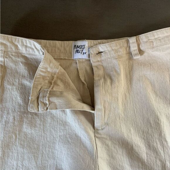 PRINCESS POLLY Carter Pants Beige Wide Leg High Rise Trousers Cotton Blend US 8 - Picture 9 of 15